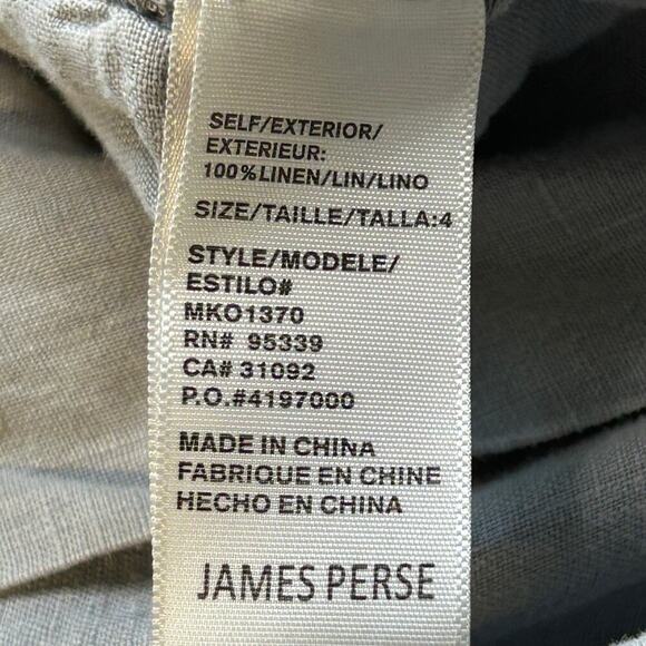 James Perse gray 100% linen pull on high rise elastic waist pants size 4 US XL - Picture 7 of 8